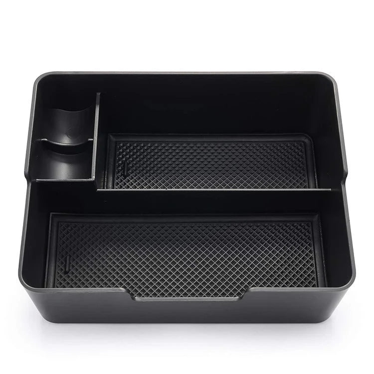 Black ABS car seat central storage box for organising small items