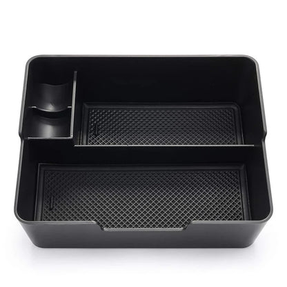 Black ABS car seat central storage box for organising small items