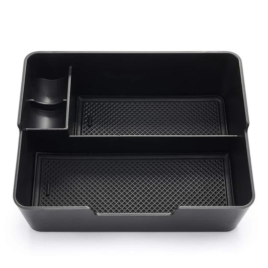 Black ABS car seat central storage box for organising small items