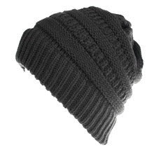 Mixed colour knitted wool hat for ladies with ponytail opening, available in various colours