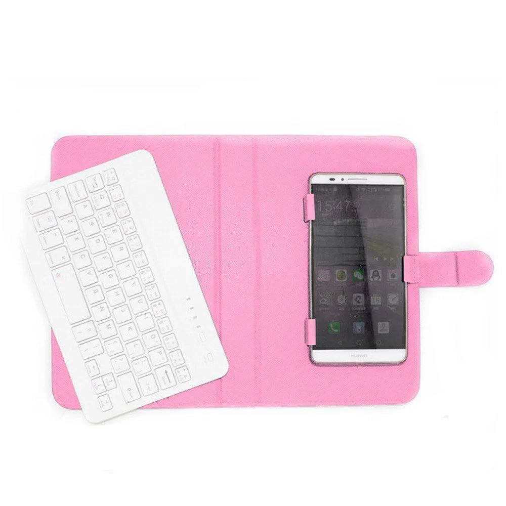 Bluetooth wireless keyboard case set showing protective cover with removable 7-inch keyboard in multiple colour options