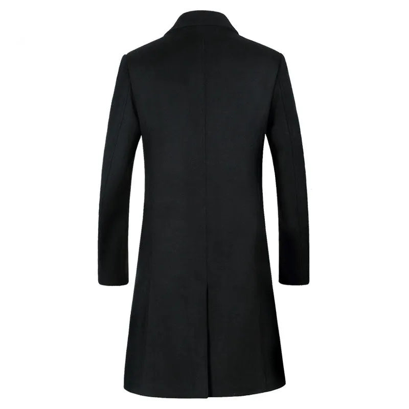 Men's woolen jacket in black, winter coat with woolen cloth fabric