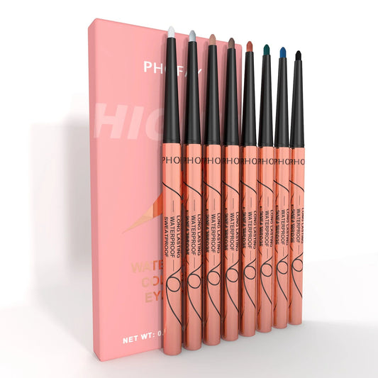 PHOFAY Waterproof Colorful Eyeliner Set with 8 vibrant shades for long-lasting, smudge-proof wear