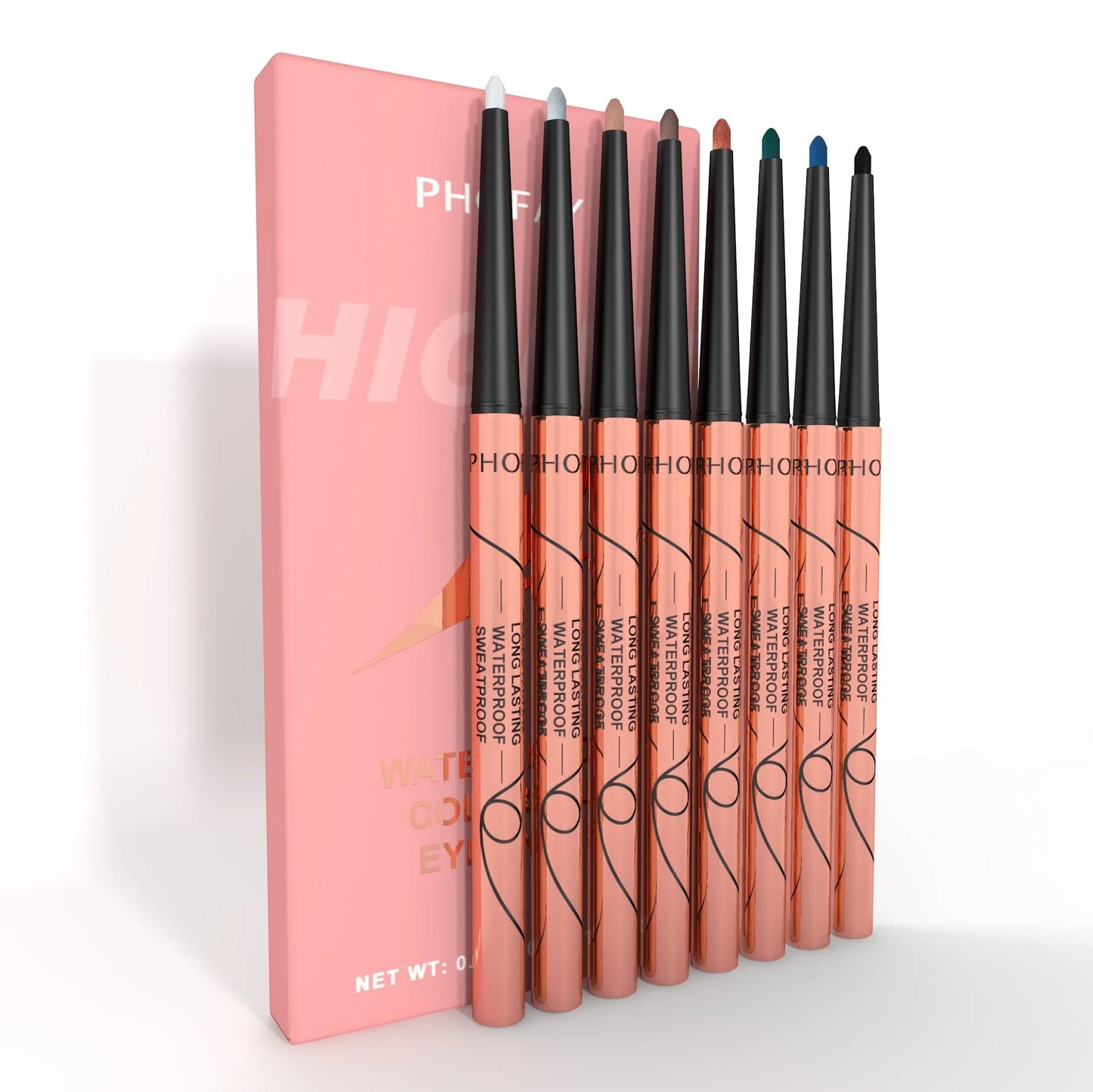 PHOFAY Waterproof Colorful Eyeliner Set with 8 vibrant shades for long-lasting, smudge-proof wear