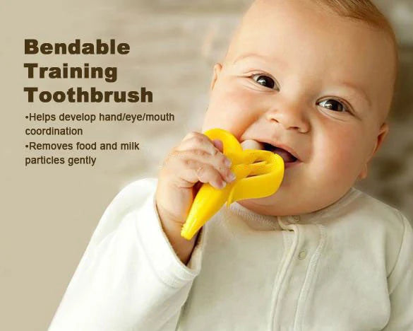 Food grade silicone banana teether toy for babies, safe and soothing for teething