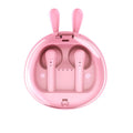 Red true wireless Bluetooth headset with in-ear design showing dimensions 72x67x31.5mm