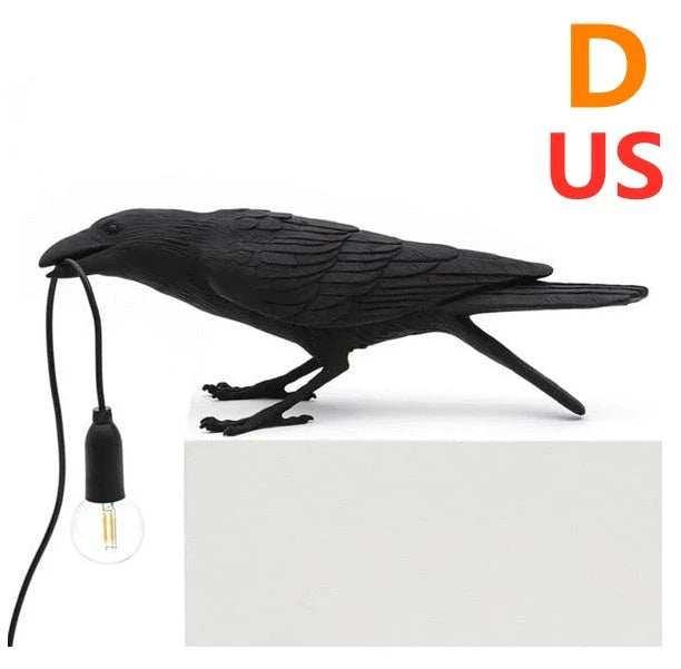 Auspicious Bird Resin Wall Lamp in white or black, featuring a unique bird design and G45 holder