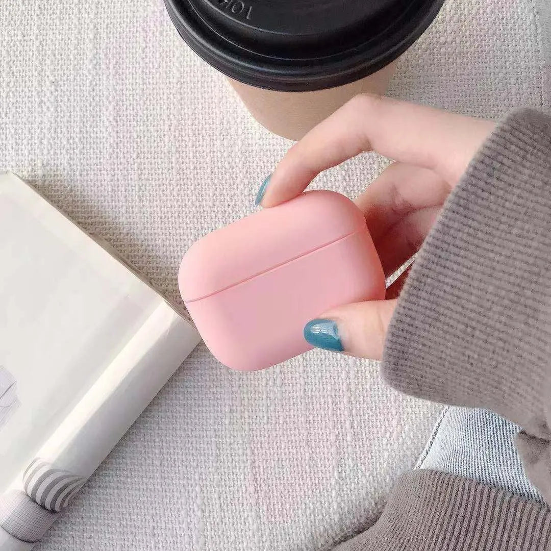 Plastic AirPods Pro protective case shown in available colours including black, red and mint green