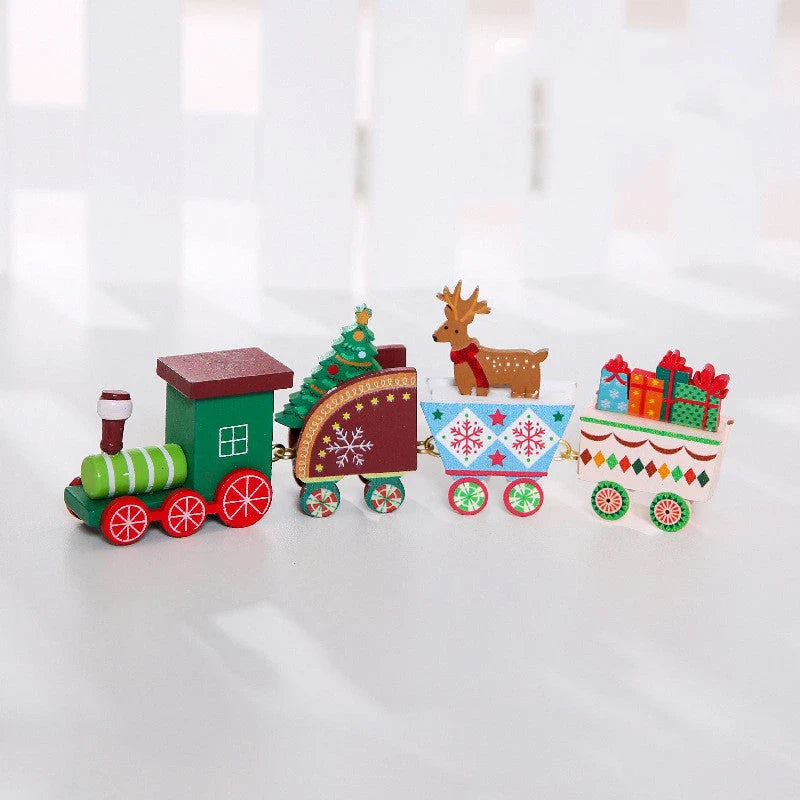 Wooden Christmas train set in various colours for festive decor