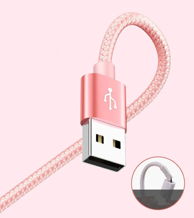 Three-in-one mobile phone charging cable with Micro USB connector in various colour options