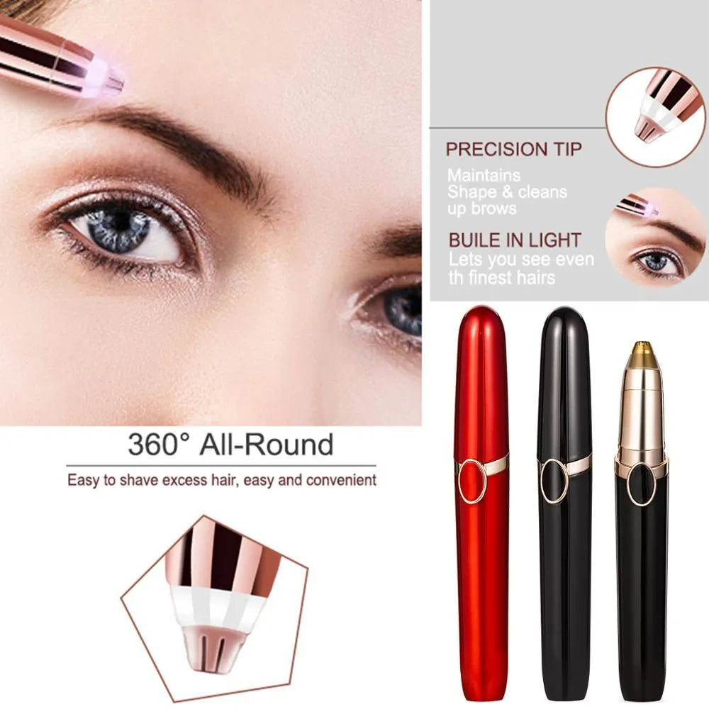 Multifunction second-generation eyebrow trimmer in white, black, and red with compact box