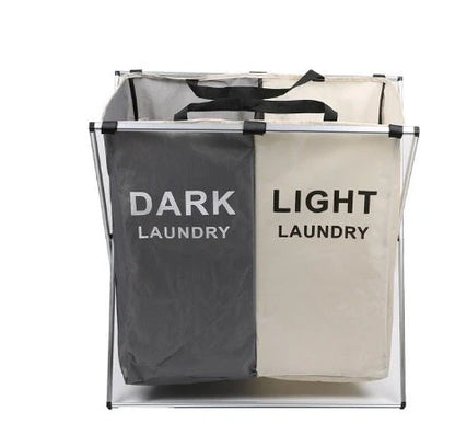 Foldable multi-layer laundry basket with waterproof liner and three compartments