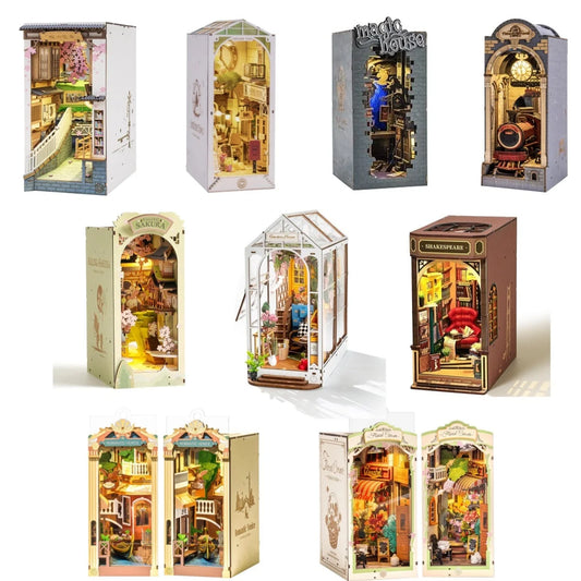 ROBOTIME Rolife DIY Book Nook Kit 3D Wooden Puzzle with LED Light for Bookshelf Decoration