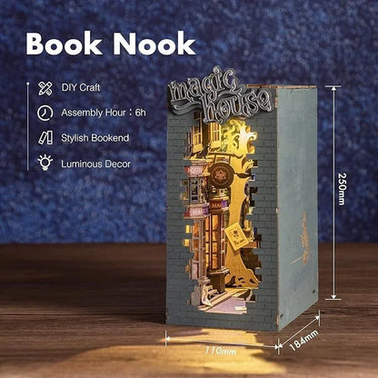 ROBOTIME Rolife DIY Book Nook Kit 3D Wooden Puzzle with LED Light for Bookshelf Decoration