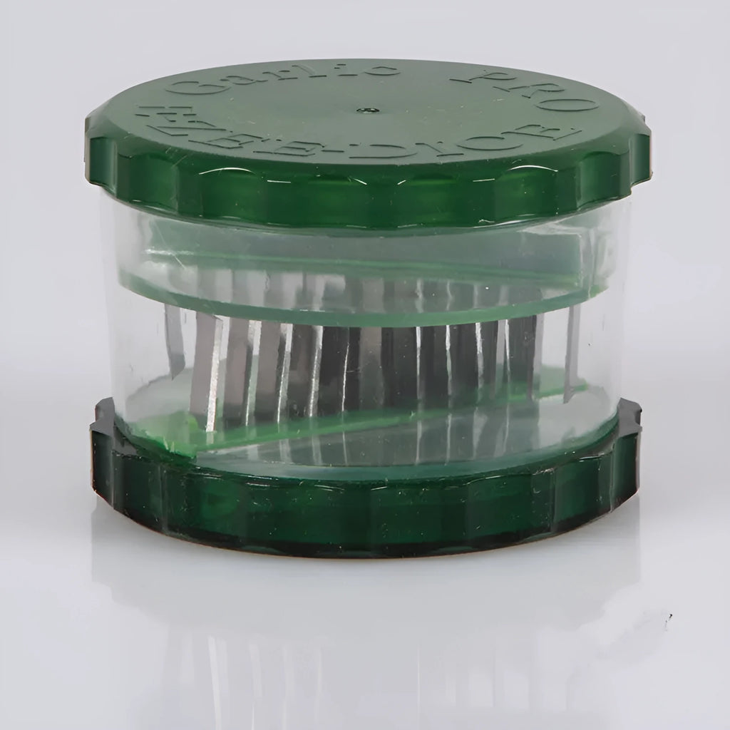 Green transparent PP plastic garlic peeler kitchen gadget measuring 8.5cm.