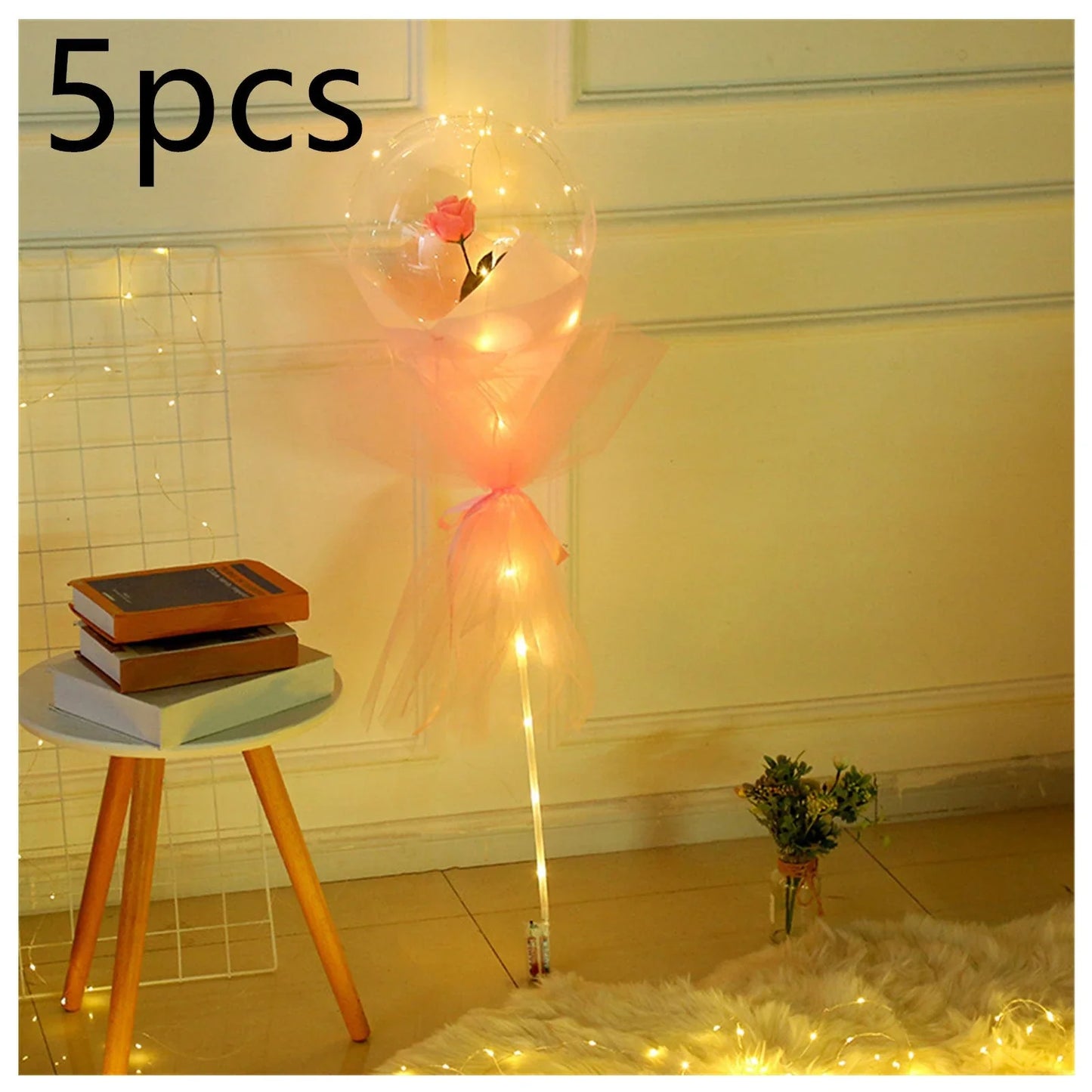 A captivating bouquet of LED-lit balloons and rose blooms, creating a mesmerizing ambiance for any celebration.