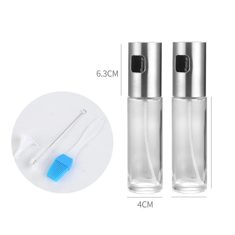 Stainless steel kitchen oil spray bottle with scale for precise cooking