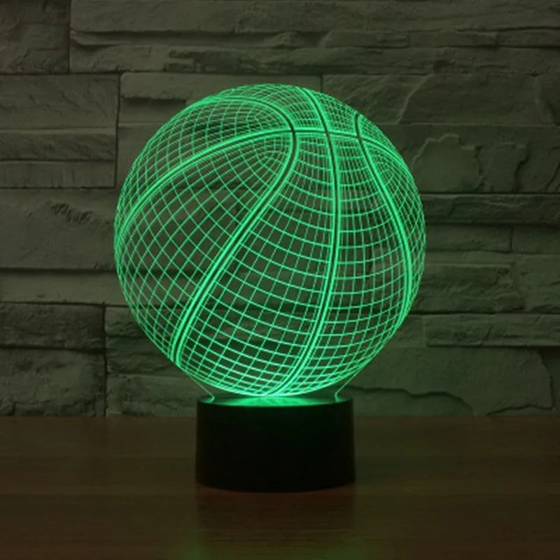 Basketball 3D Illusion Lamp LED night light showing floating basketball effect with colour modes