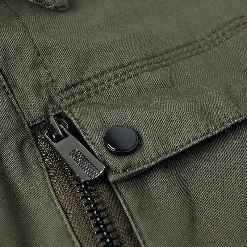 Fleece-lined men’s jacket in Korean slim fit, cotton with velvet lining, mid-length 65 cm, side pockets