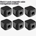 Black and white magnetic cable clips with adhesive backing for under desk wire organisation
