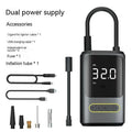 Handheld wireless digital display car tyre inflator with LED light and attached air hose