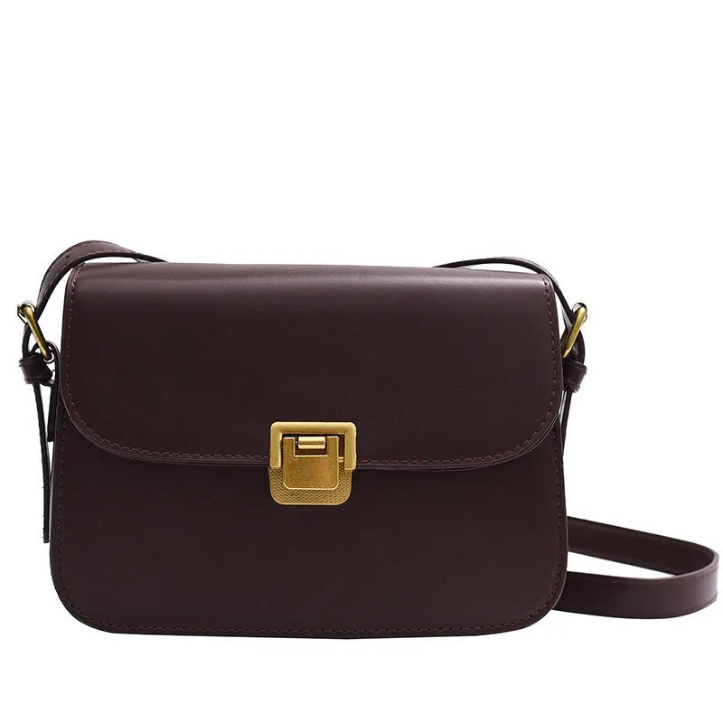 Women's soft PU one-shoulder underarm small square bag in a horizontal shape, shown in various colours.