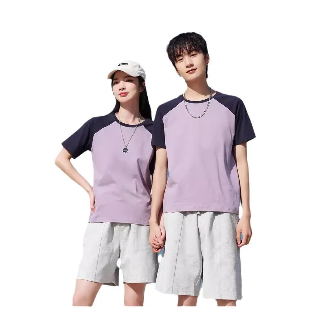 Men's round neck cotton blend t-shirt in loose fit style showing colour options including army green and wine red