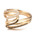 Women's copper fashion ring with micro-inlaid zircon detail and electroplated WK2230 finish