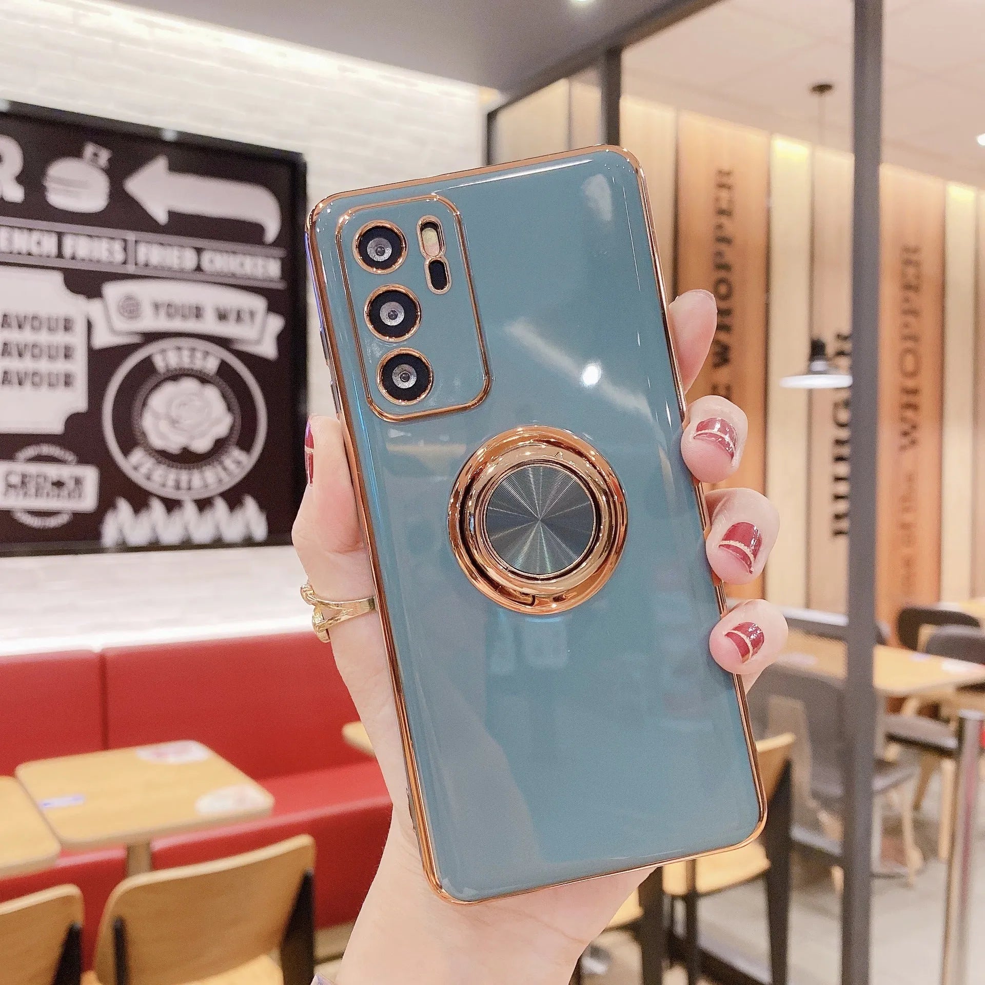 Huawei P40 Pro mobile phone case with integrated ring bracket in multiple colour options