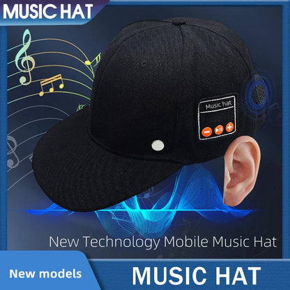 Bluetooth-compatible music hat for tennis in black and light grey with adjustable fit