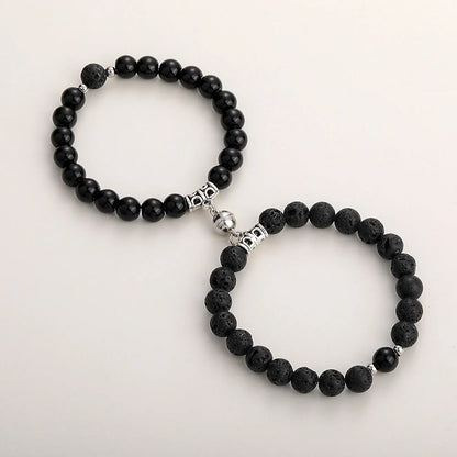 Magnetic couple bracelets with natural zircon stones and vibration feature