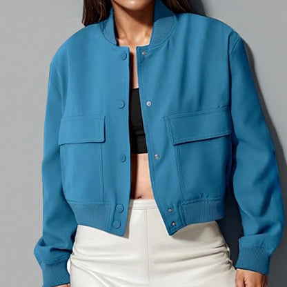 Women's stand-collar jacket with big pockets in various colours