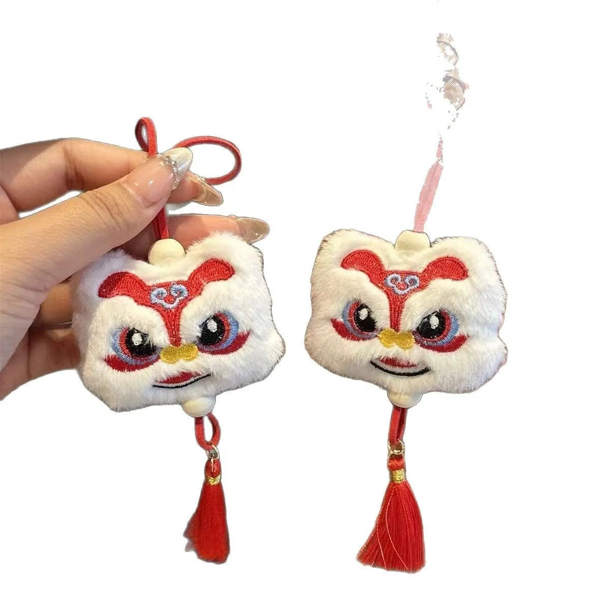 Chinese-style cartoon plush lion keychain ornament with Star Stone decoration in blue colour