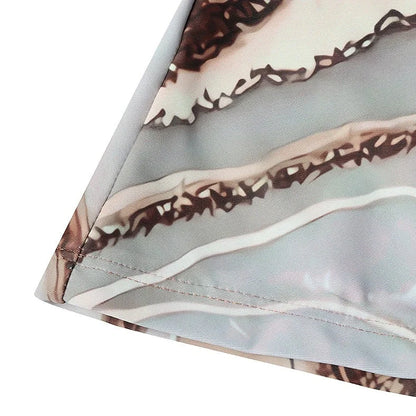 Brown polyester split bikini for women showing top and bottom pieces with size range S to XXL