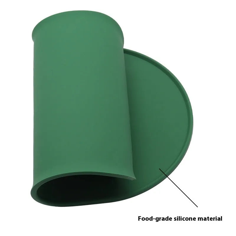 Silicone waterproof placemat for cat bowls in green, beige, black, or purple colour.