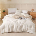 Soybean fibre pure cotton quilt in white, pink jade, or grey with twill sanded weave