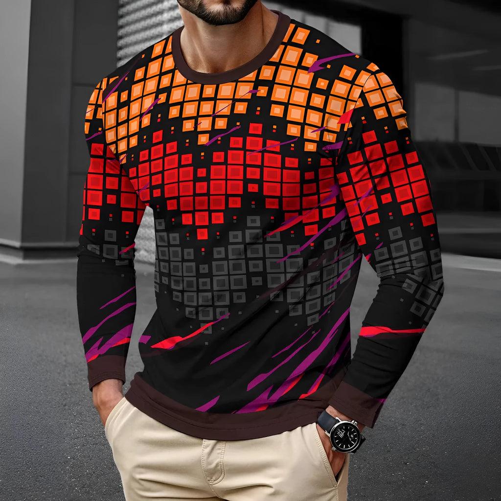 Men's milk silk long sleeve pullover shirt in round neck design showing multiple colour options
