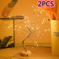 LED copper wire bedroom light with warm glow, silver tree body, and copper wire detail