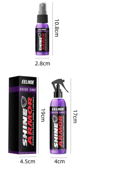 Purple car nano coating spray bottle in 30ml and 100ml sizes for vehicle paint maintenance.