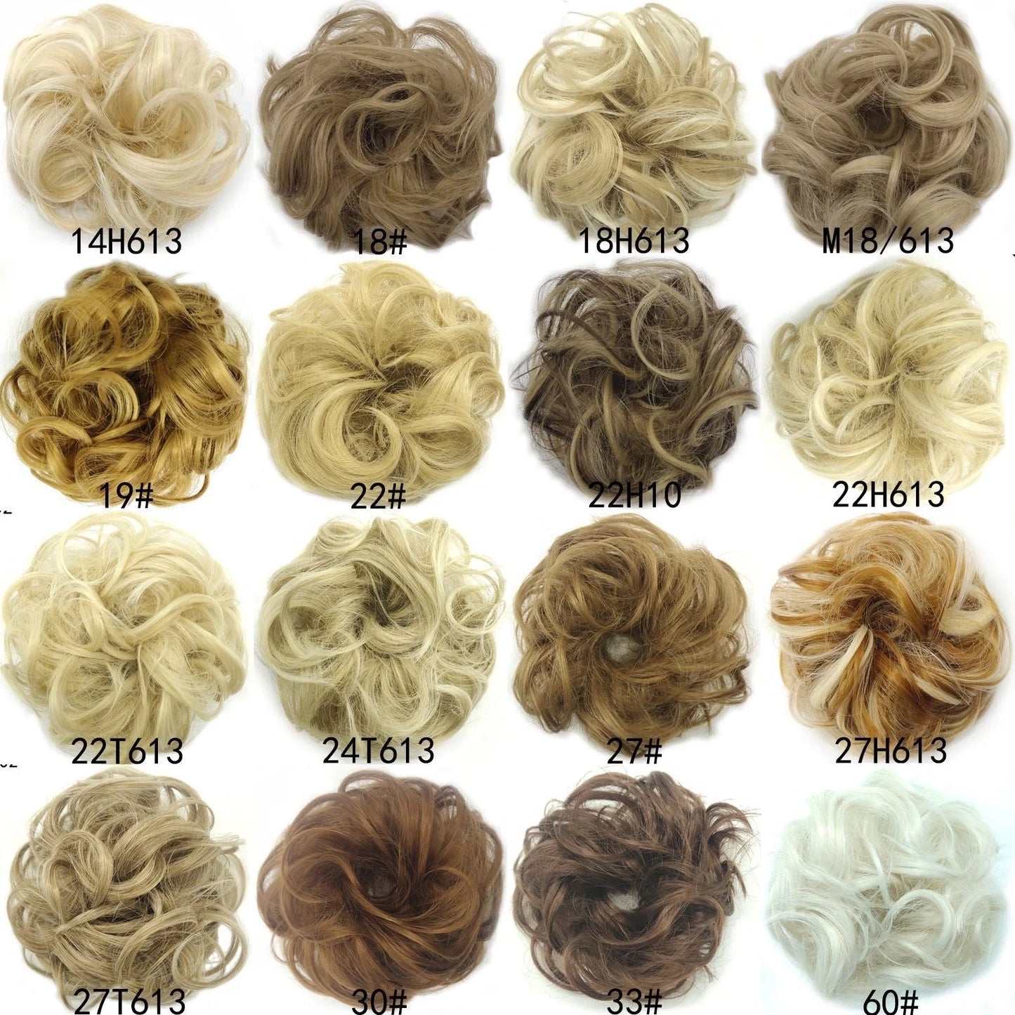 Synthetic wavy curly messy hair bun for women, 12cm diameter, high-temperature wire