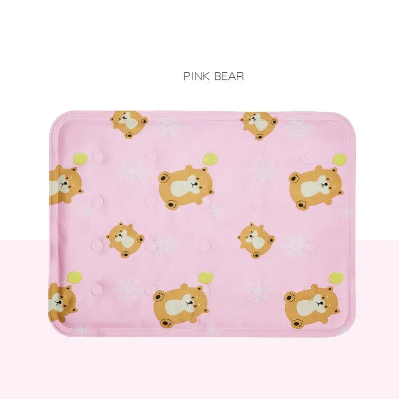 Grey pet cooling mat made of PVC polyester with soft ice gel filling, 30x40cm size, on floor
