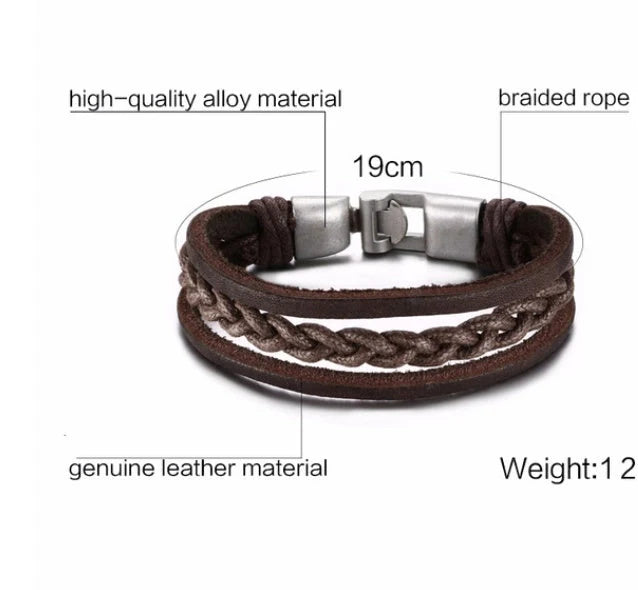 Alloy lucky figure 8 leather bracelet with adjustable leather strap and stainless steel accents