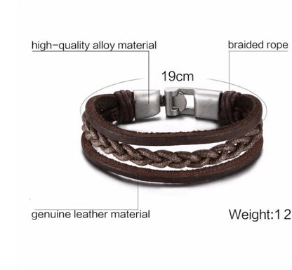 Alloy lucky figure 8 leather bracelet with adjustable leather strap and stainless steel accents