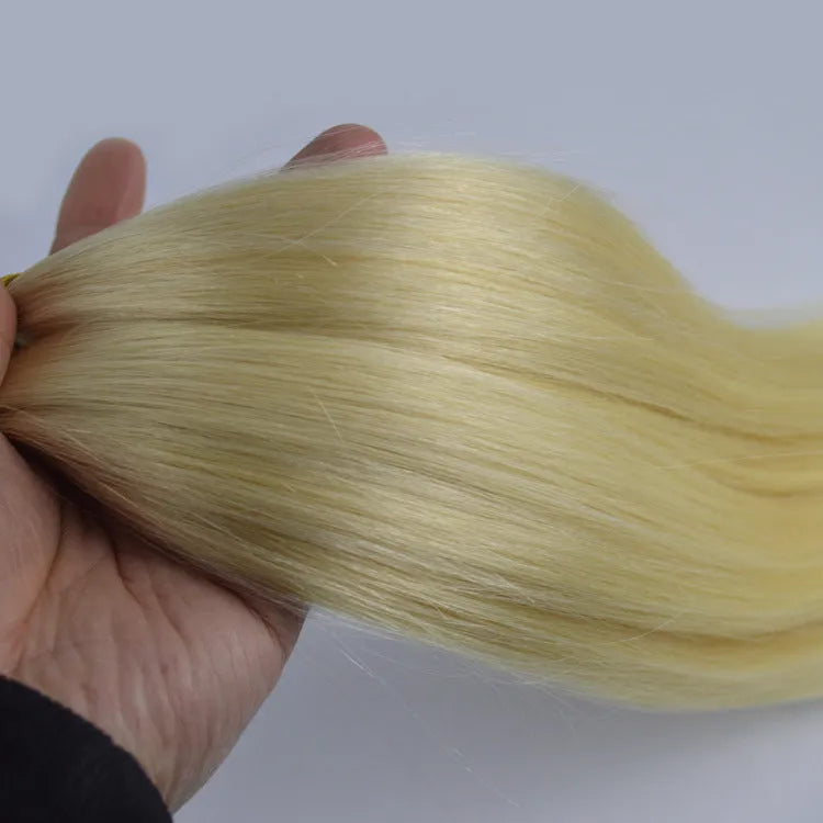 Fashion Straight Real Hair Wig in yellow, long hair tress, available in 30cm to 55cm lengths