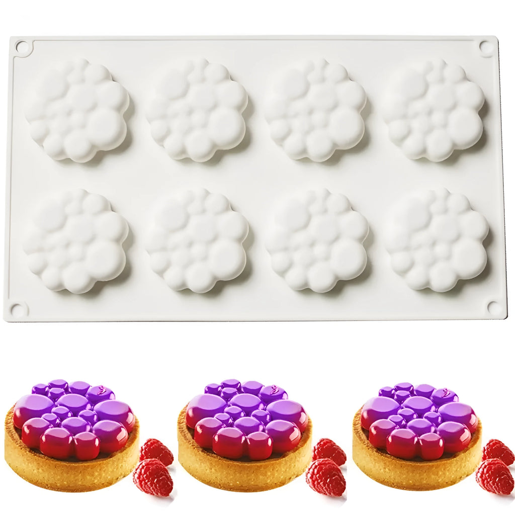 Round silicone cake mould with bubble tower pattern for baking and desserts