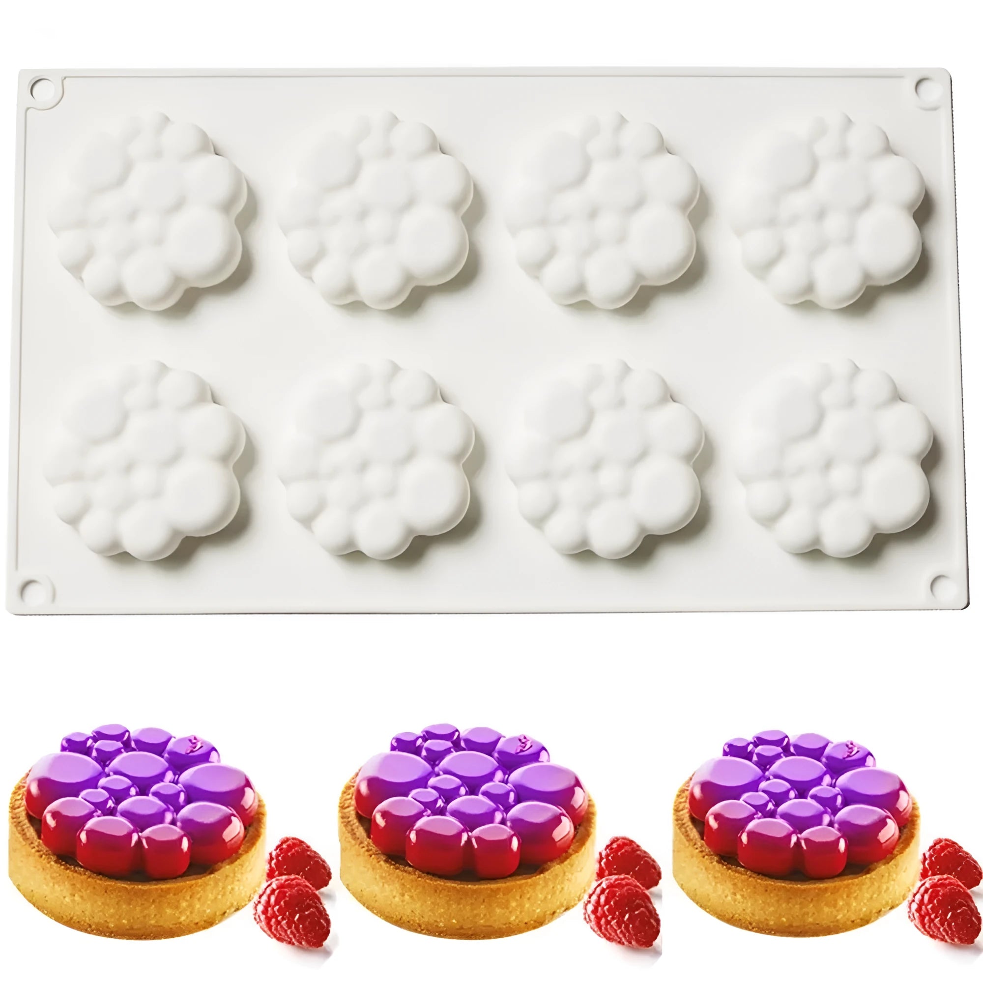 Round silicone cake mould with bubble tower pattern for baking and desserts