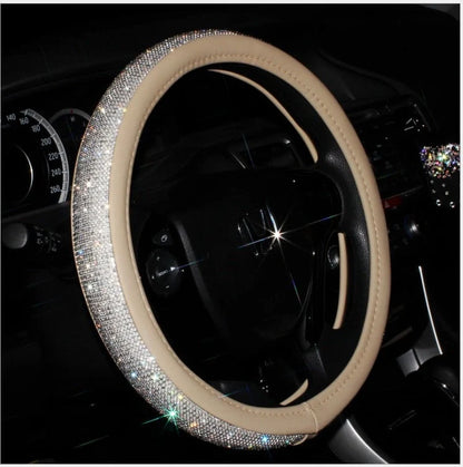 Universal car steering wheel handle set with anti-slip PU leather cover in various colours