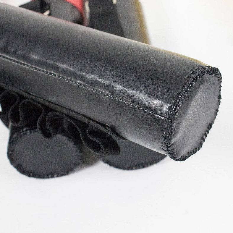 Boxing reaction target stick with red striking surface on adjustable stand