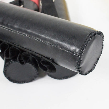 Boxing reaction target stick with red striking surface on adjustable stand