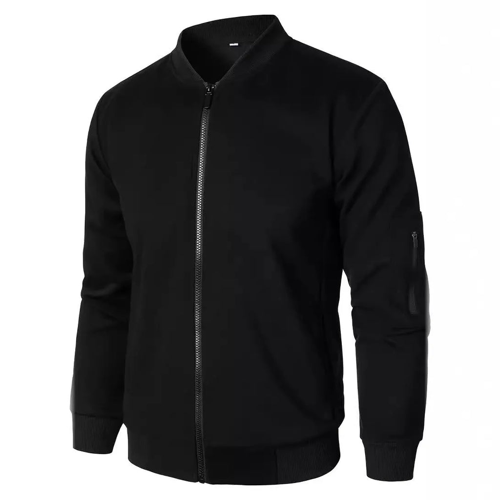Men's loose fit knitted jacket in cotton with polyester lining in black colour